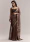 Dark Brown Linen Printed Saree With Authentic Ajrakh Print