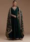 Dark Green Anarkali Set with Sequin Work