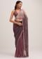 Dark Brown Dual Shaded Sequins Saree With Scalloped Border