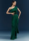 Dark Green Crepe Ready Pleated Saree With Heavy Embroidery