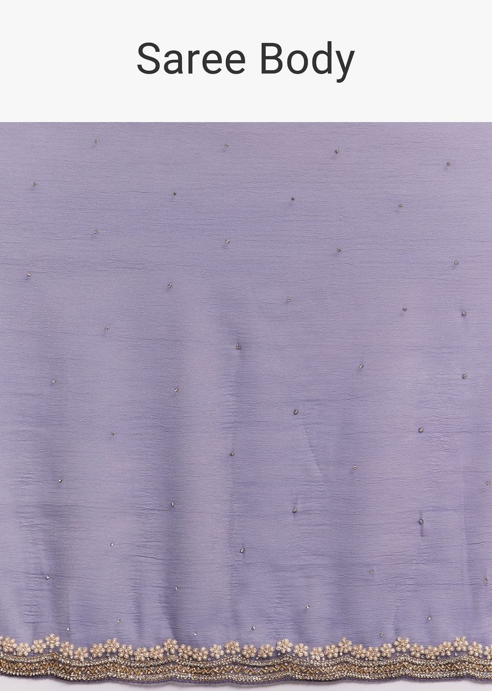 Dark Lavender Crushed Tissue Saree With Stone And Cutdana Embellished Border