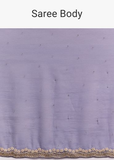 Dark Lavender Crushed Tissue Saree With Stone And Cutdana Embellished Border