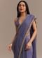 Dark Lavender Crushed Tissue Saree With Stone And Cutdana Embellished Border
