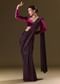 Dark Maroon Pre Stitched Sequined Saree With Sweetheart Neck Blouse