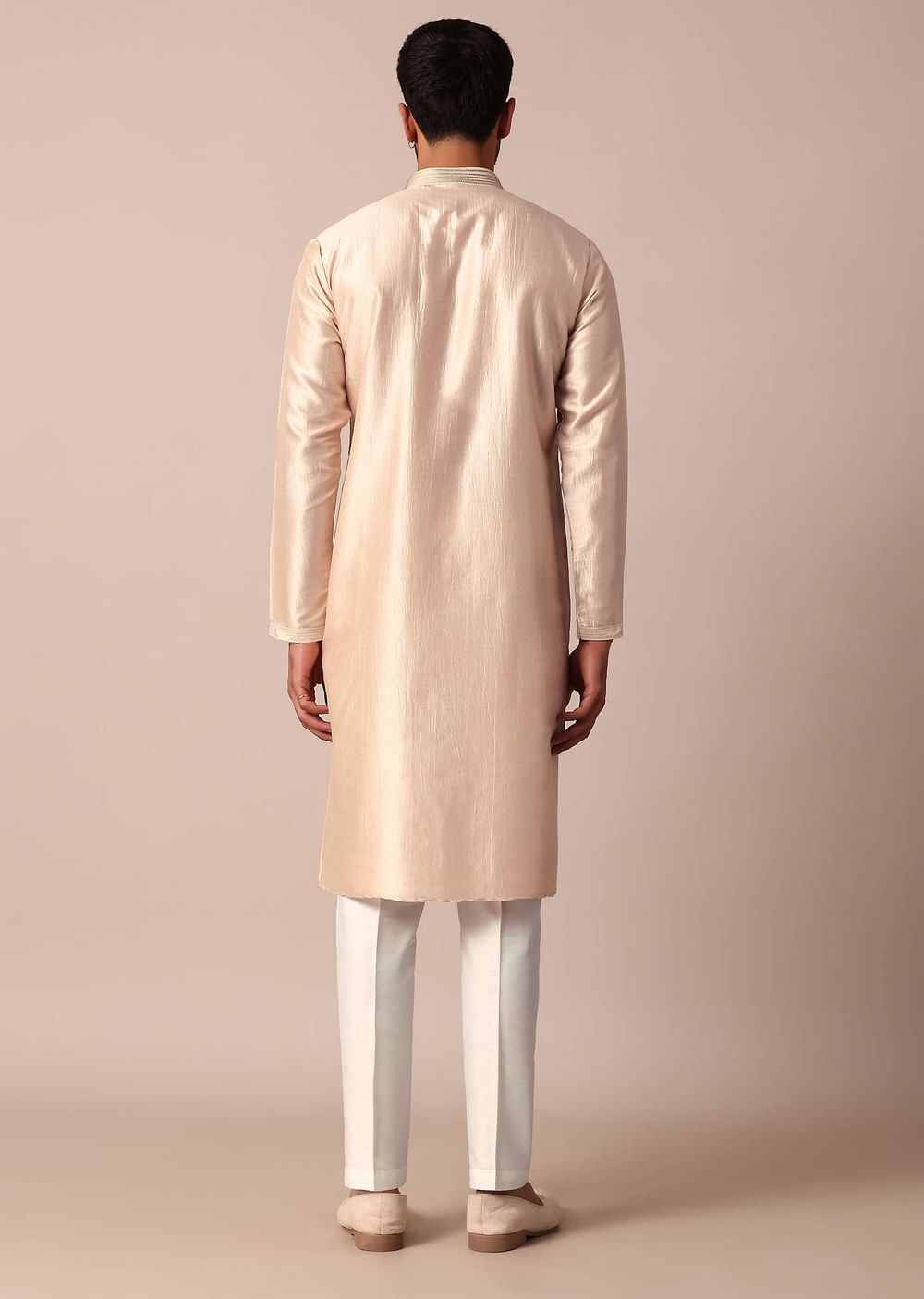 Dazzling Gold Silk Kurta Set For Men