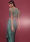 Sea Green Dhoti Crop Top Set In Satin Organza With Embroidery - NOOR 2022