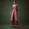 Deep Mauve Anarkali Suit Set With Velvet Pants And Embroidered Jacket