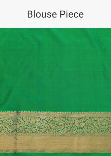 Jade Green Kanjivaram Saree In Zari Weave With An Unstitched Blouse