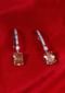 Diamond studded silver hoop earring with honey brown crystal stone only on Kalki