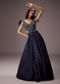 Double Ghera Navy Gown With Feather Accents