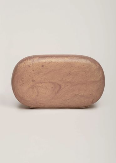 Rose Gold Clutch Bag In Resin Hand Crafted With A Gorgeous Marble Effect And Detachable Sling By Solasta