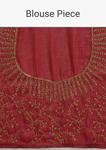 Dusky Brown Crushed Tissue Saree With Stones Cutdana Embroidered Scallop Border