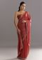 Dusky Brown Crushed Tissue Saree With Stones Cutdana Embroidered Scallop Border
