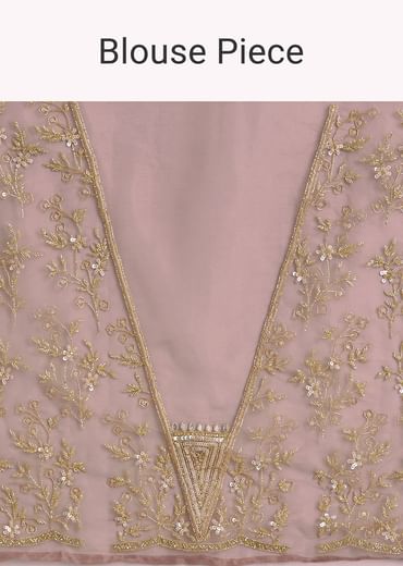 Dusky Lavender Organza Saree With Stones Cutdana Sequins Embroidery