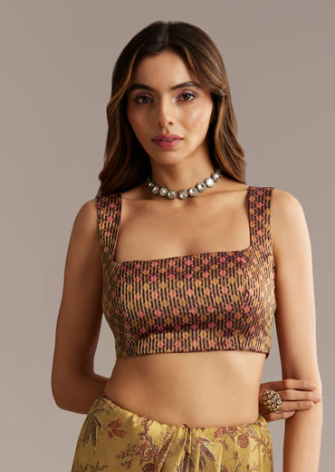 Dusky Yellow Tissue Saree With Sequins And Mirror Embroidery