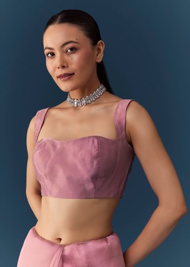 Dusty Pink Embroidered Saree with Blouse Fabric