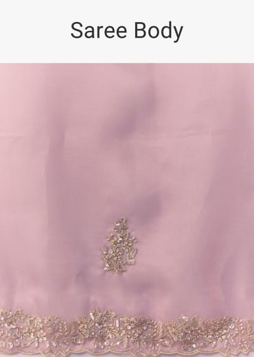 Dusty Pink Embroidered Saree with Blouse Fabric