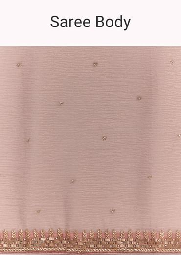 Dusty Rose Cutdana And Stone Embroidered Tissue Saree
