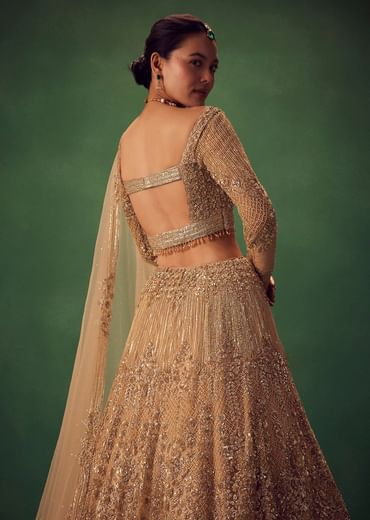 Dusty Gold Sequin Work Lehenga Set