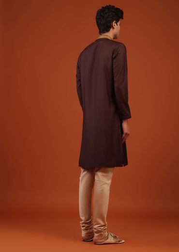 Wine Purple Thread Woven Silk Kurta Set
