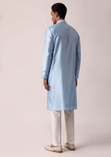 Timeless Blue Silk Kurta Set For Men