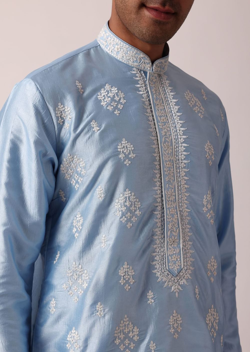 Timeless Blue Silk Kurta Set For Men