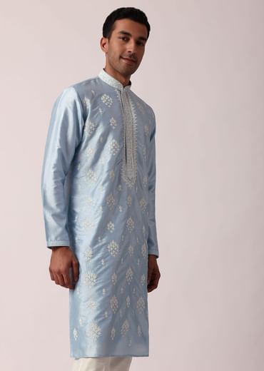 Timeless Blue Silk Kurta Set For Men