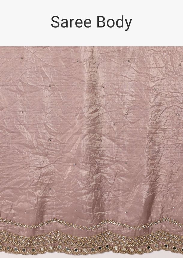 Elegant Brown Saree With Mirror and Stone Work