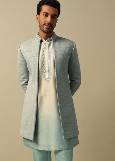 Elegant Green Ombre Indowestern For Men