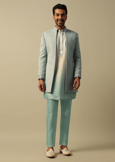 Elegant Green Ombre Indowestern For Men