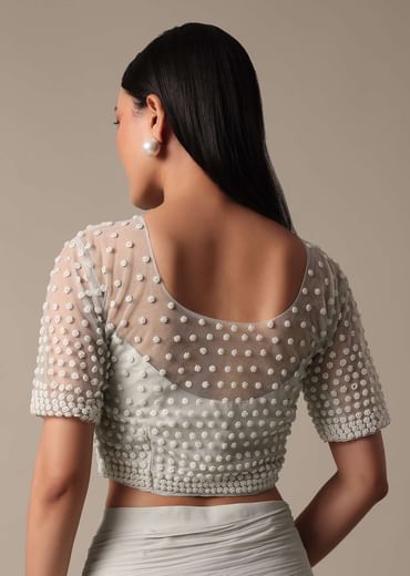 Elegant Grey Ready Pleated Saree With Stitched Blouse