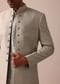 Elegant Beige Silk Sherwani Set With Intricate Embroidery