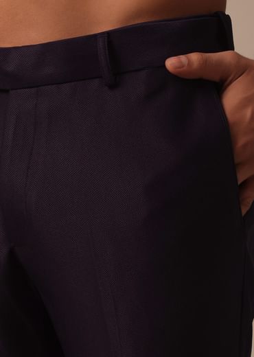 Elegant Intricate Embroidered Tuxedo Set in Purple