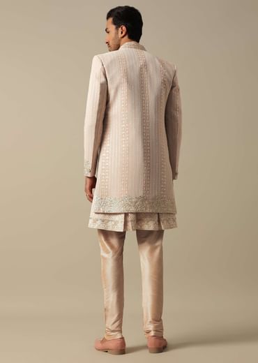 Elegant Peach Indowestern Sherwani Set