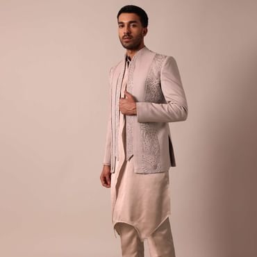Elegant Stylish Peach Indowestern For Men