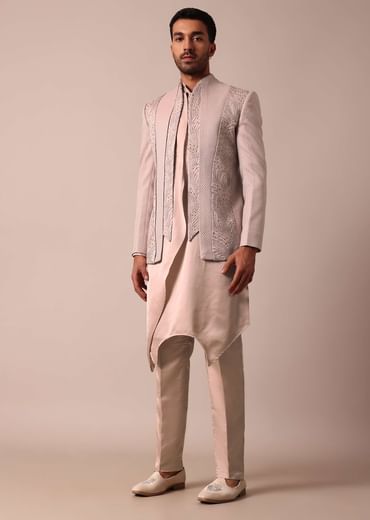 Elegant Stylish Peach Indowestern For Men
