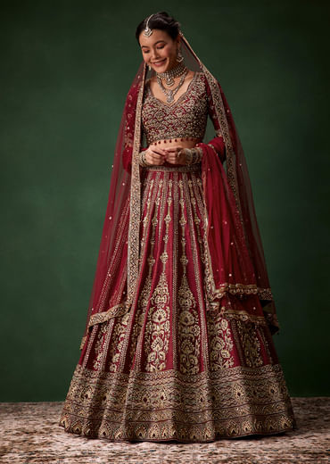 Embellished Bridal Lehenga Heavy Work Set with Two Dupattas