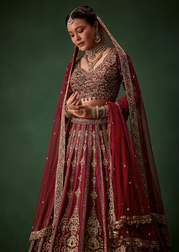 Embellished Bridal Lehenga Heavy Work Set with Two Dupattas