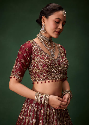 Embellished Bridal Lehenga Heavy Work Set with Two Dupattas