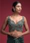 Emerald Green Crop Top In Net Heavily Embellished With Cut Dana Work In Geometric Pattern