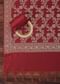 Exquisite Banarasi Print Silk Dress Material Suit Set in Red And Dark Maroon