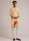 Fawn Linen Kurta Set With Butterfly Inspired Abstract Print