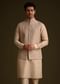 Fawn Silk Jacket Set With Dori Work