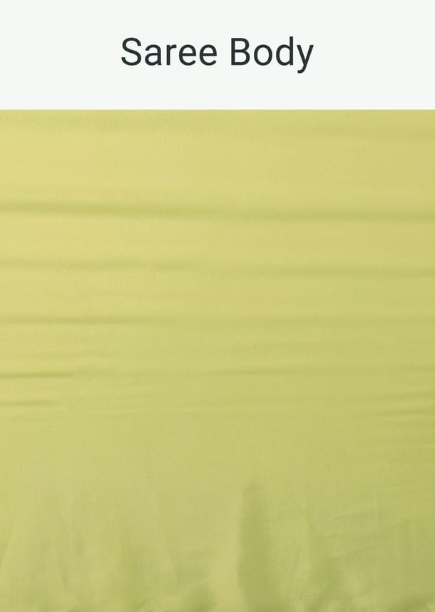 Fern Green Crepe Saree With Organza Frilled Blouse Fern Green Crepe Saree With Organza Frilled Blouse