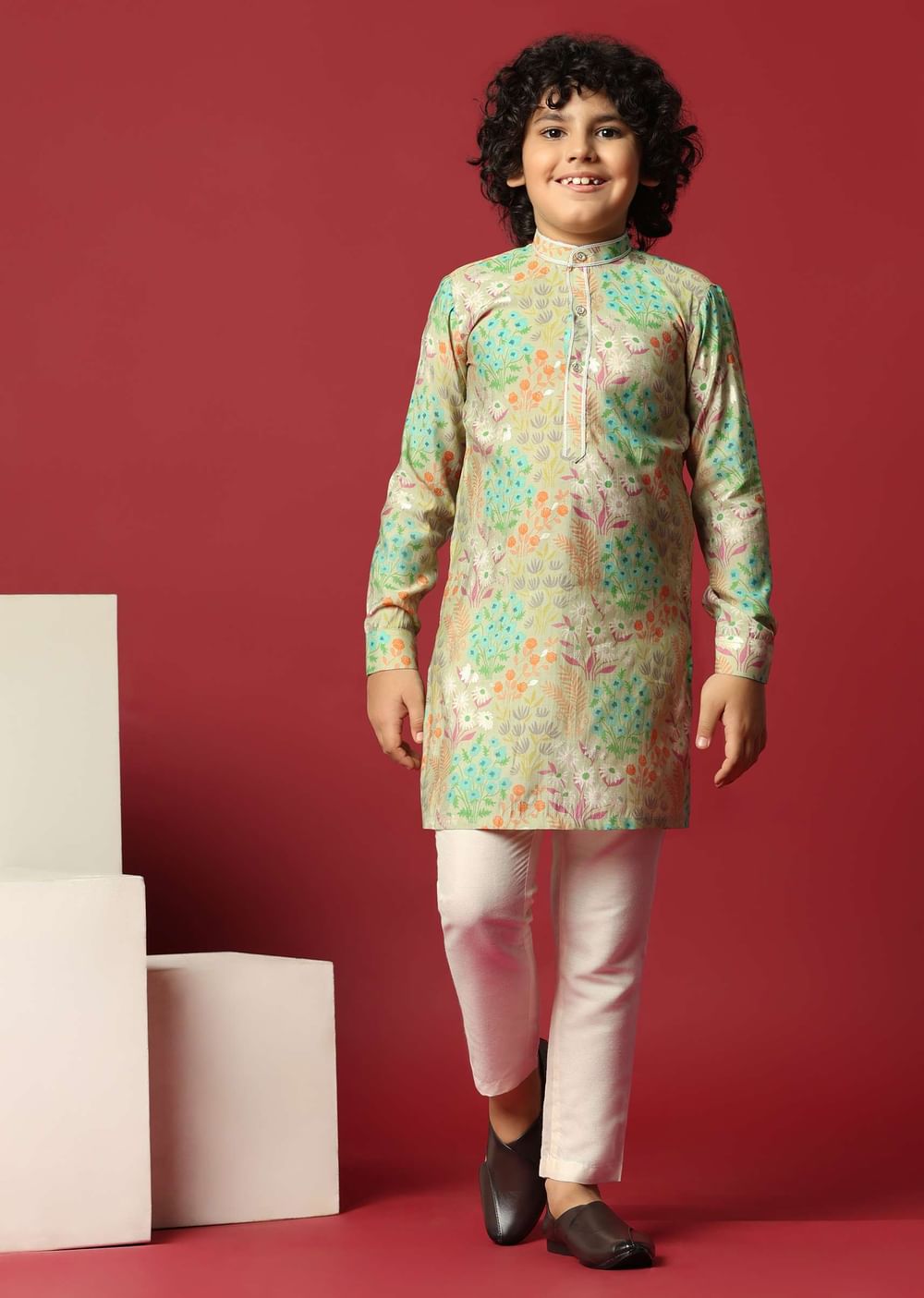 Festive Multi-Color Kurta Set For Boys
