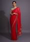 Fiery Red Saree In Georgette With Cut Dana Embellished Border And Palm Tree Motifs On The Pallu Online - Kalki Fashion