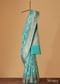 Firozi Blue Handloom Banarasi Saree In Uppada Silk With Gold Woven Meenakari Buttis And Unstitched Blouse