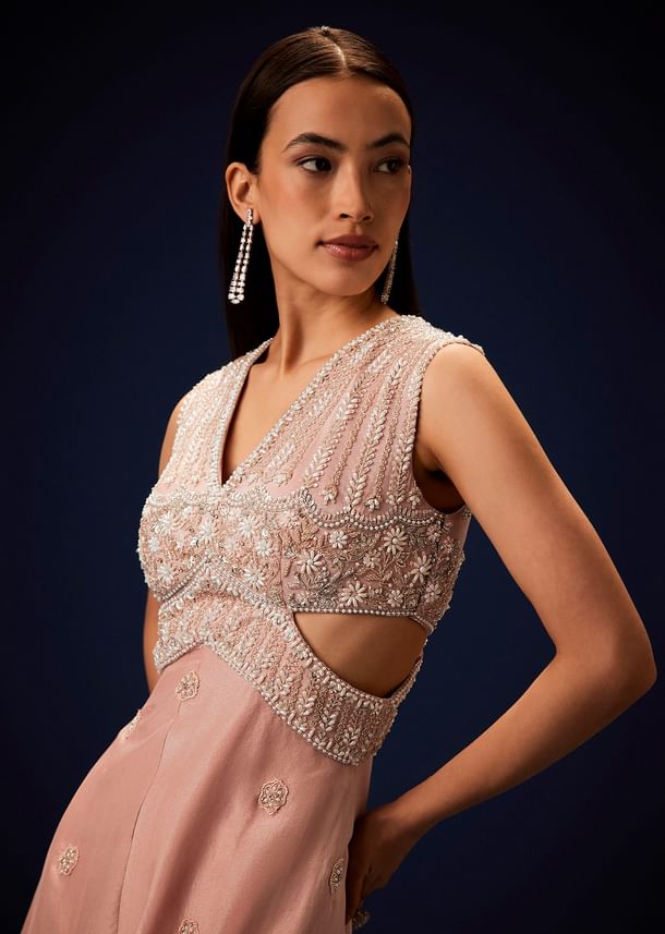 Flaming Peach Hand Embroidered Double Layer Jumpsuit Flaming Peach Hand Embroidered Double Layer Jumpsuit