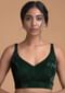 Forest Green Sleeveless Blouse With Sweetheart Neckline