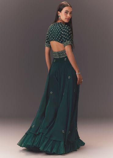 Forest Greenhand Embroidered Double Layer Jumpsuit